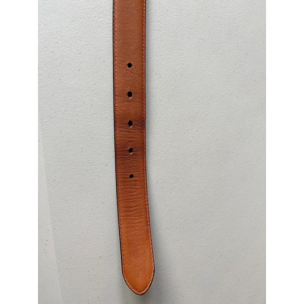 Polo Ralph Lauren Leather Belt 40 Brown Burgundy Brass Buckle Made in Italy